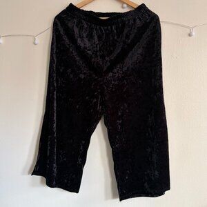 Black Crushed Velvet Midi Skirt